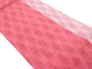 リサイクル　手織り紬よろけ縞模様織り出し名古屋帯